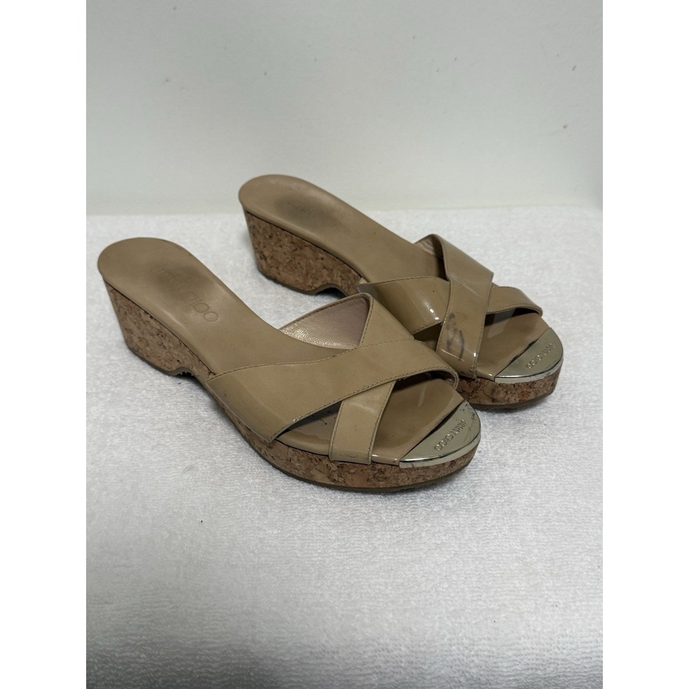 Jimmy Choo Beige Wedge Sandals Women Size 36 1/2